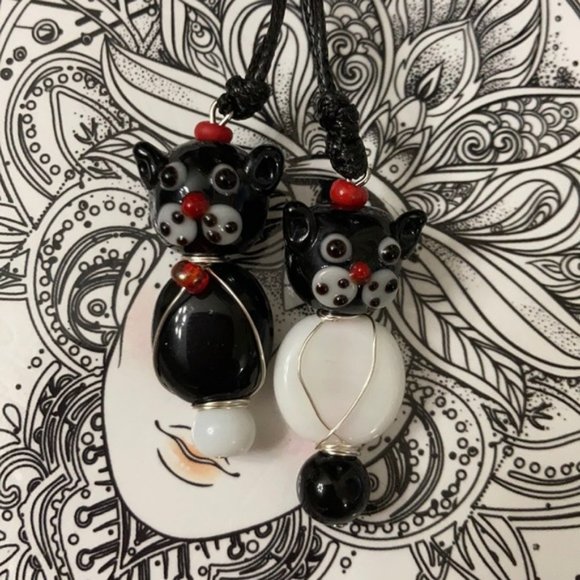 Kitty 🐈⬛ Crystal Murano Wire button choker - Picture 2 of 12